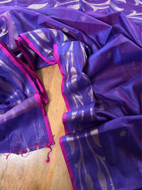 AMBARI UTSAV - Purple cotton silk saree with zari work comes with blouse piece.