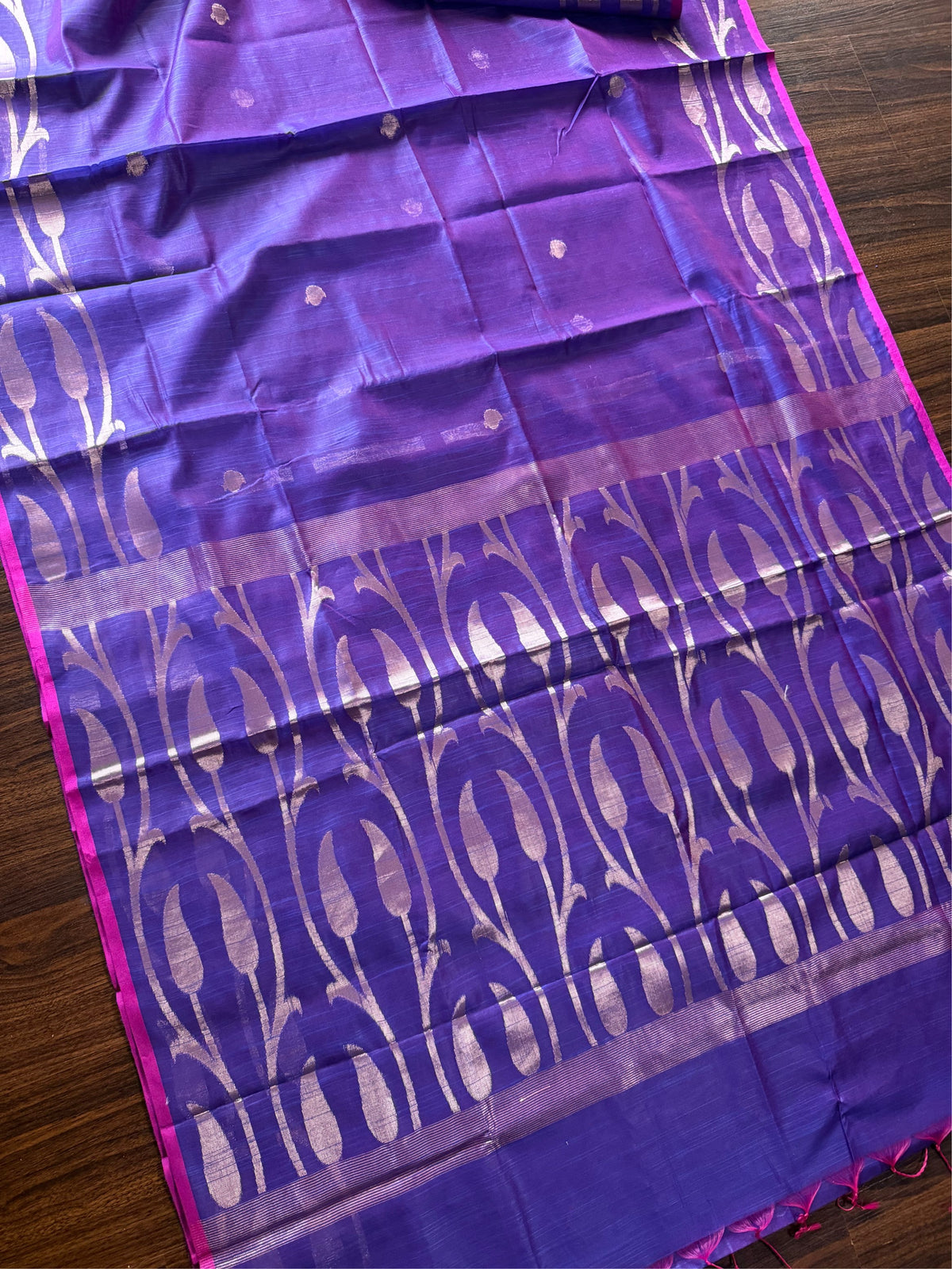 AMBARI UTSAV - Purple cotton silk saree with zari work comes with blouse piece.