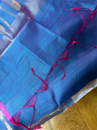 INDRA NEEL - Blue cotton silk saree with zari work comes with blouse piece.