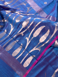 INDRA NEEL - Blue cotton silk saree with zari work comes with blouse piece.