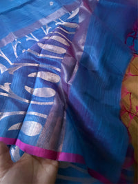 INDRA NEEL - Blue cotton silk saree with zari work comes with blouse piece.