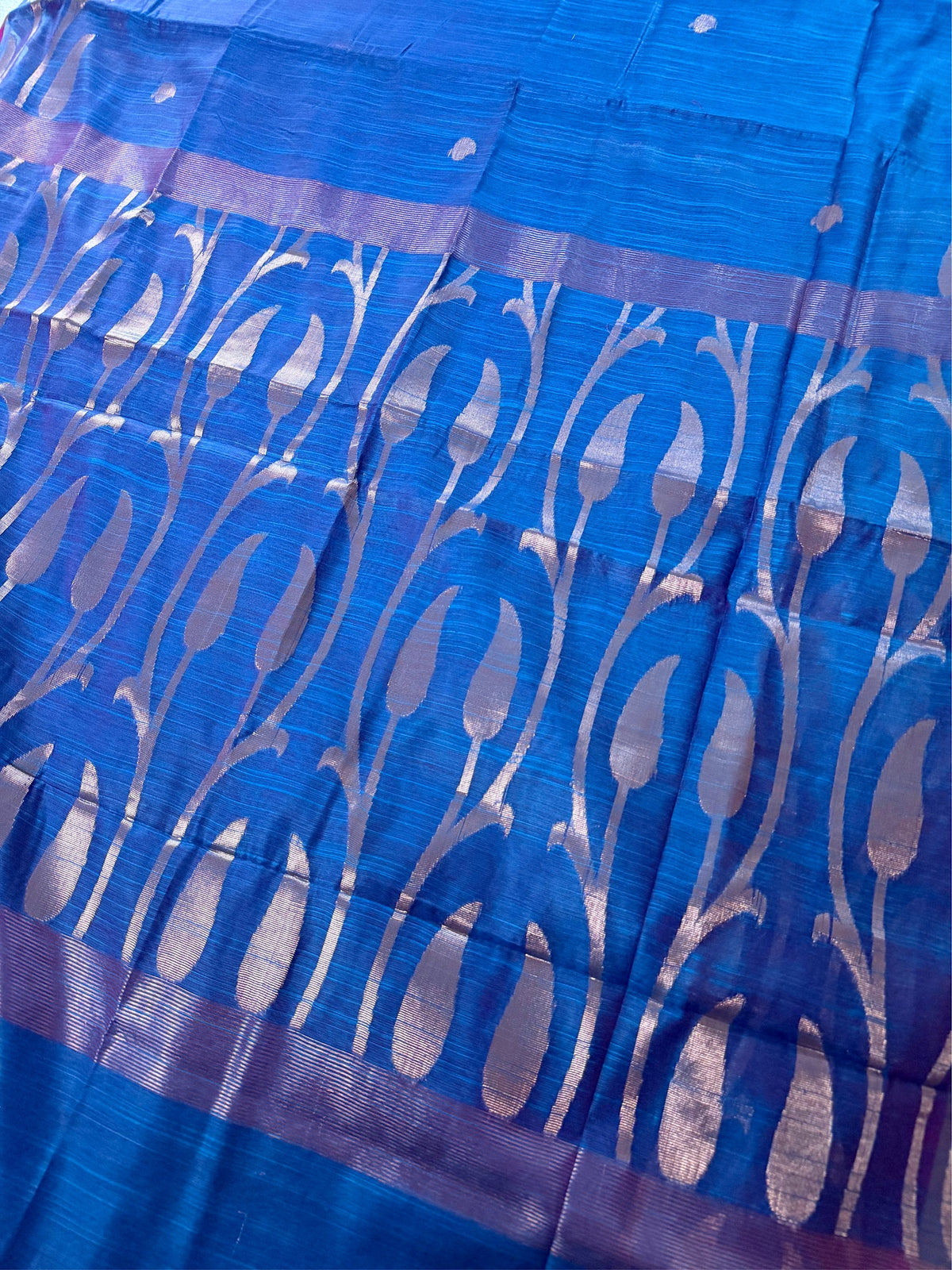 INDRA NEEL - Blue cotton silk saree with zari work comes with blouse piece.