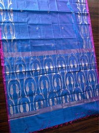 INDRA NEEL - Blue cotton silk saree with zari work comes with blouse piece.
