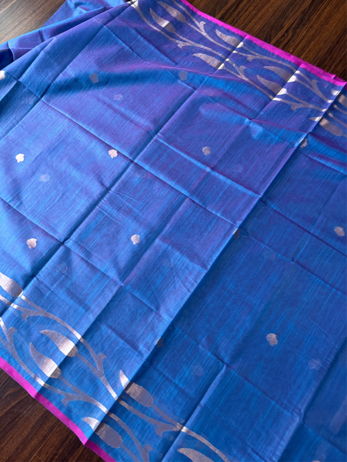 INDRA NEEL - Blue cotton silk saree with zari work comes with blouse piece.