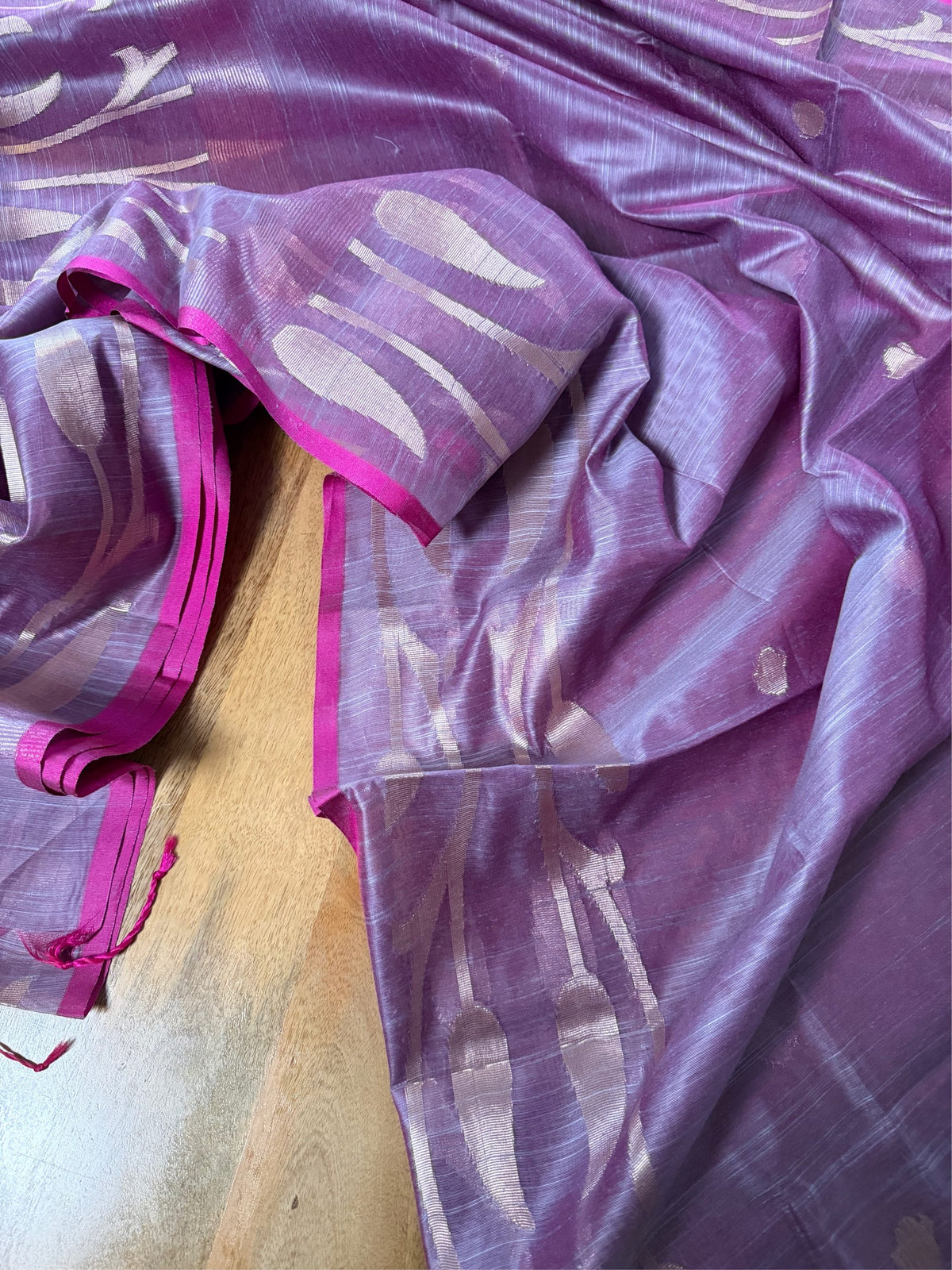 LAVANI  - Light purple cotton silk saree with zari work comes with blouse piece.