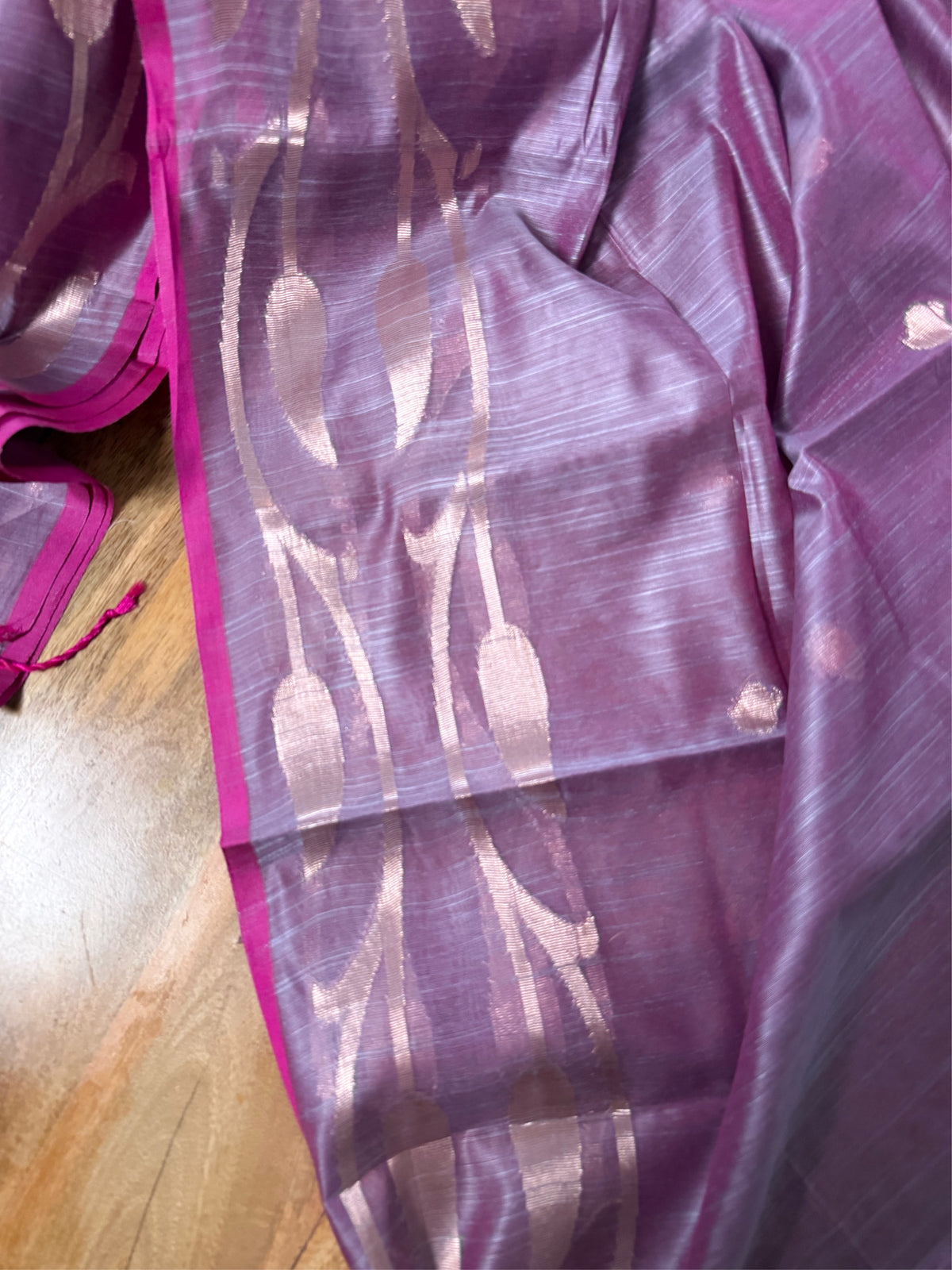 LAVANI  - Light purple cotton silk saree with zari work comes with blouse piece.
