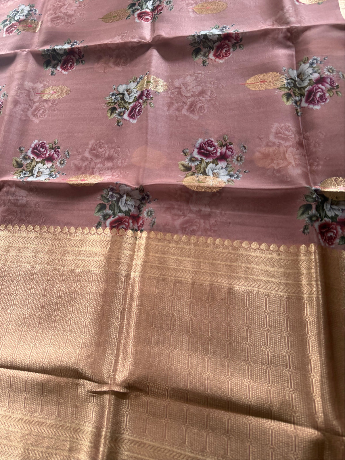 DUSTY CORAL- Soft muted pink mauve brown comes with blouse piece