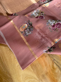 DUSTY CORAL- Soft muted pink mauve brown comes with blouse piece