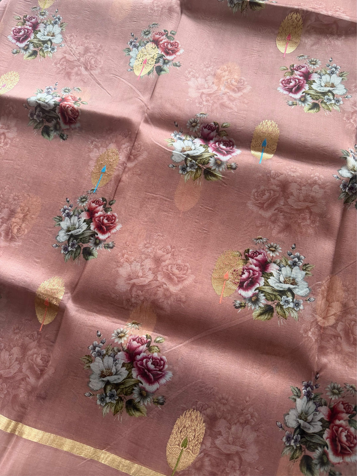 DUSTY CORAL- Soft muted pink mauve brown comes with blouse piece