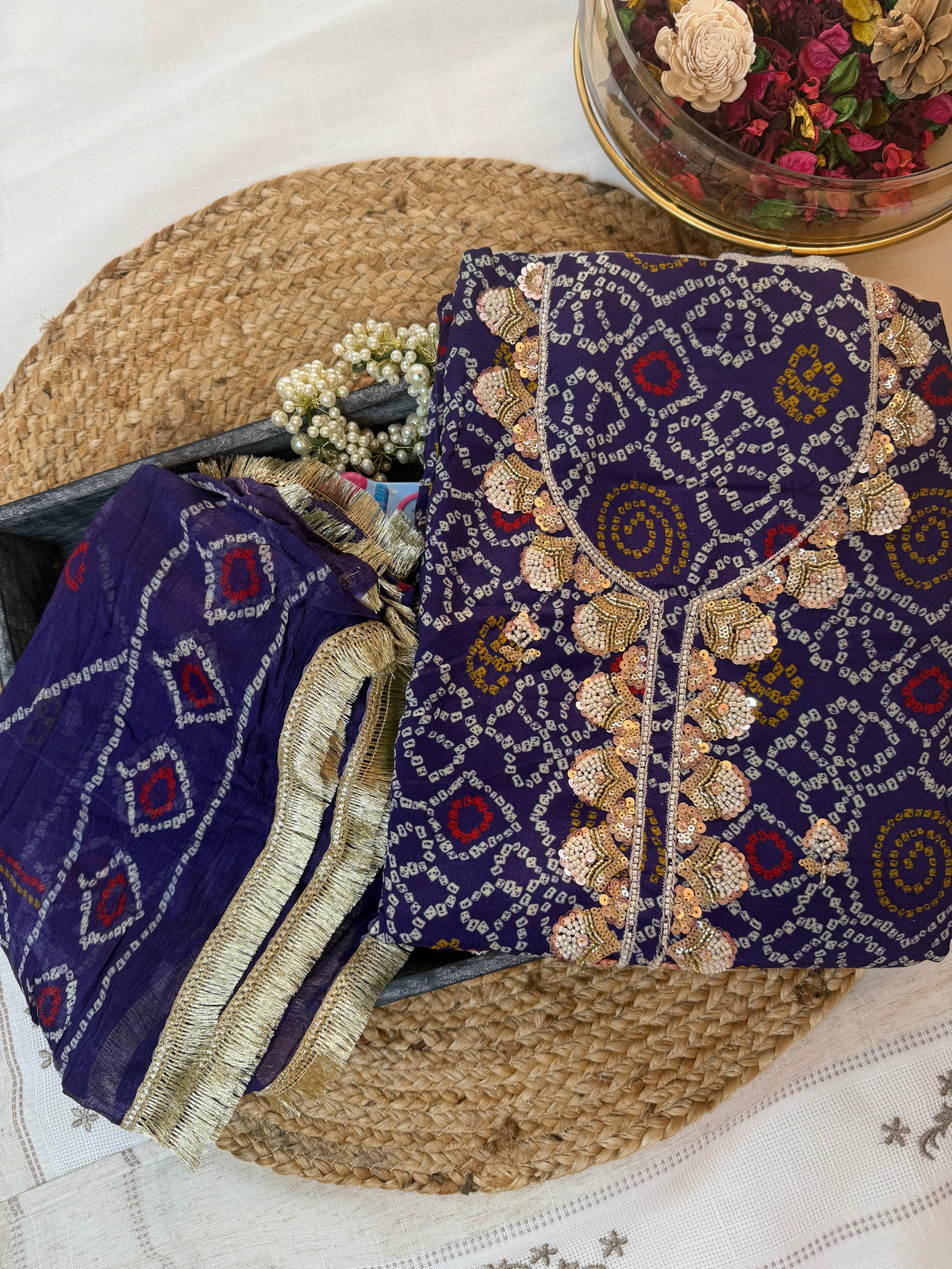Navy Noor-3 Piece Suit Set