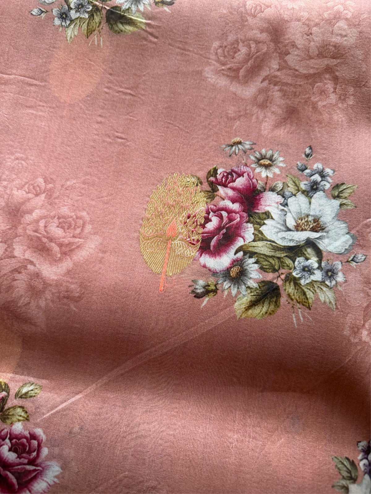 DUSTY CORAL- Soft muted pink mauve brown comes with blouse piece