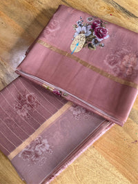 DUSTY CORAL- Soft muted pink mauve brown comes with blouse piece