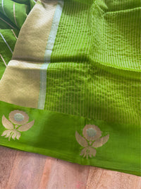 EMERALD BLOOM -Green with gold zari work comes with blouse piece