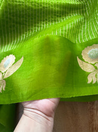 EMERALD BLOOM -Green with gold zari work comes with blouse piece