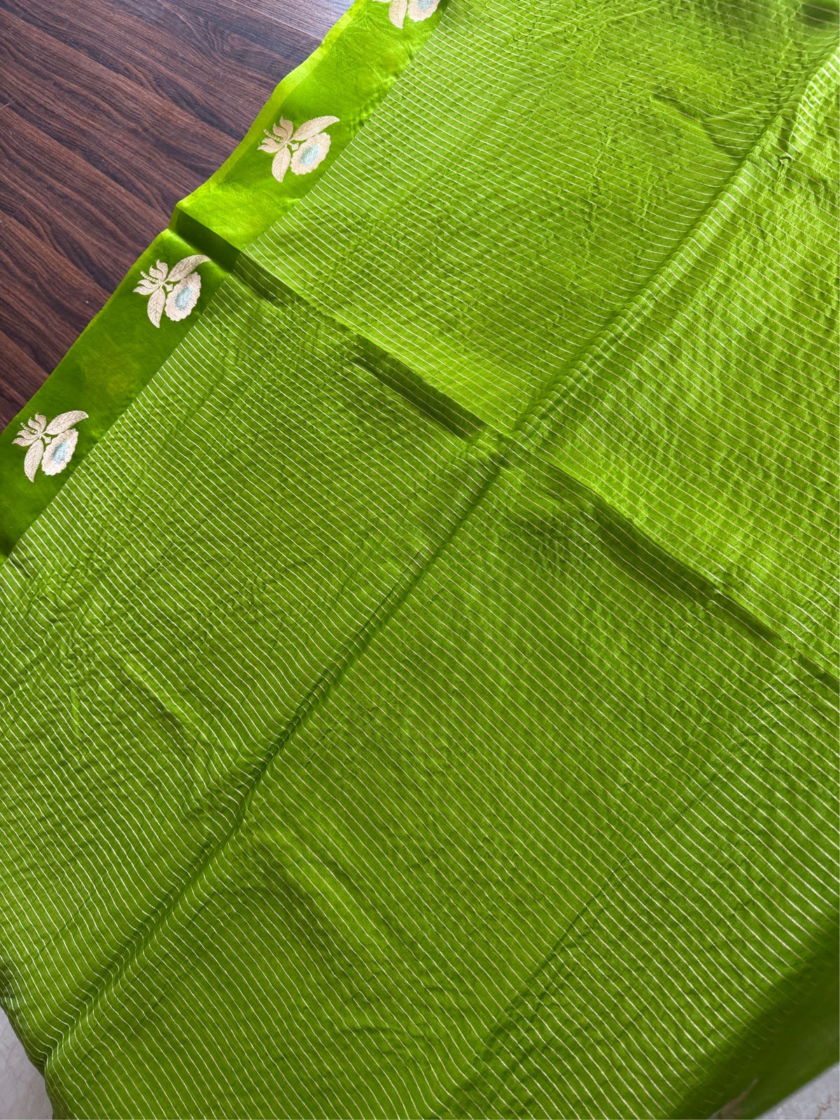 EMERALD BLOOM -Green with gold zari work comes with blouse piece