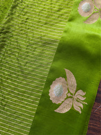 EMERALD BLOOM -Green with gold zari work comes with blouse piece