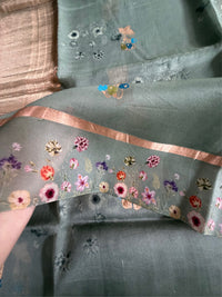 BOTANICAL SAGE - Sea green with gold zari work comes with blouse piece