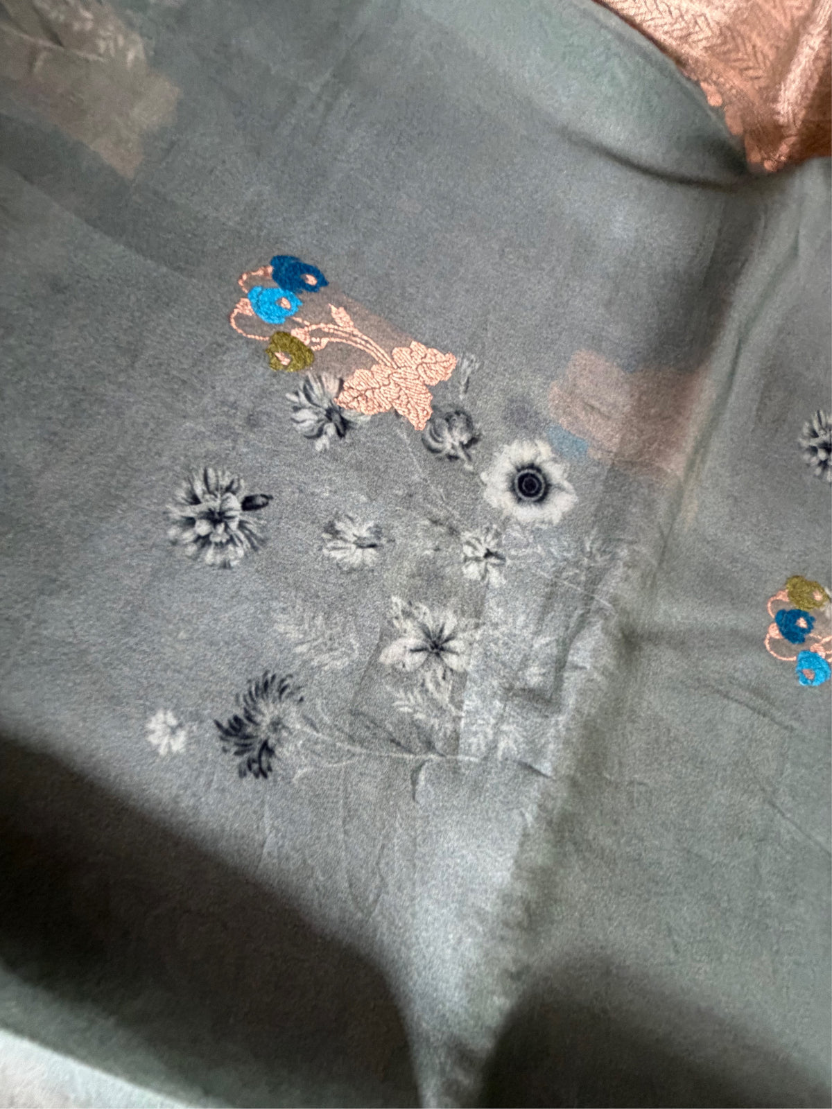 BOTANICAL SAGE - Sea green with gold zari work comes with blouse piece