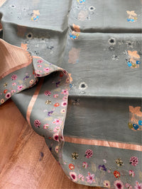 BOTANICAL SAGE - Sea green with gold zari work comes with blouse piece