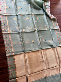 BOTANICAL SAGE - Sea green with gold zari work comes with blouse piece