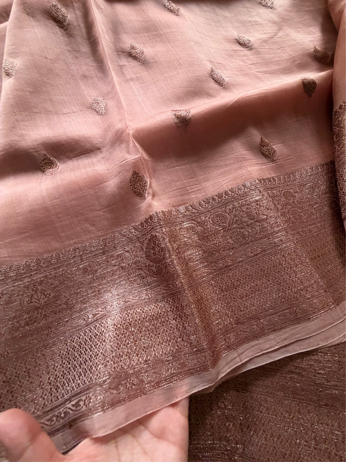 BEIGE GOLD - Beige with antique gold zari work comes with blouse piece