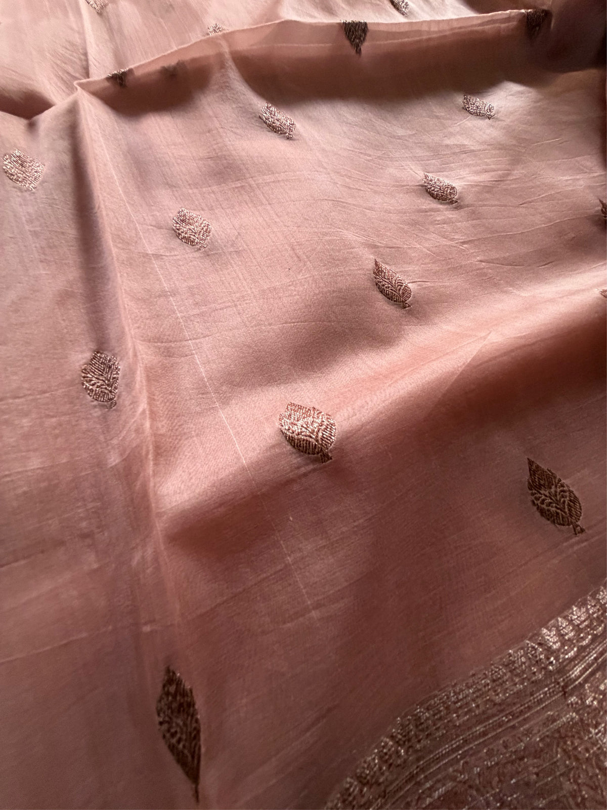 BEIGE GOLD - Beige with antique gold zari work comes with blouse piece