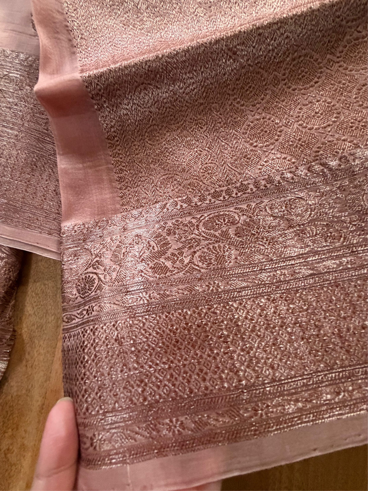 BEIGE GOLD - Beige with antique gold zari work comes with blouse piece