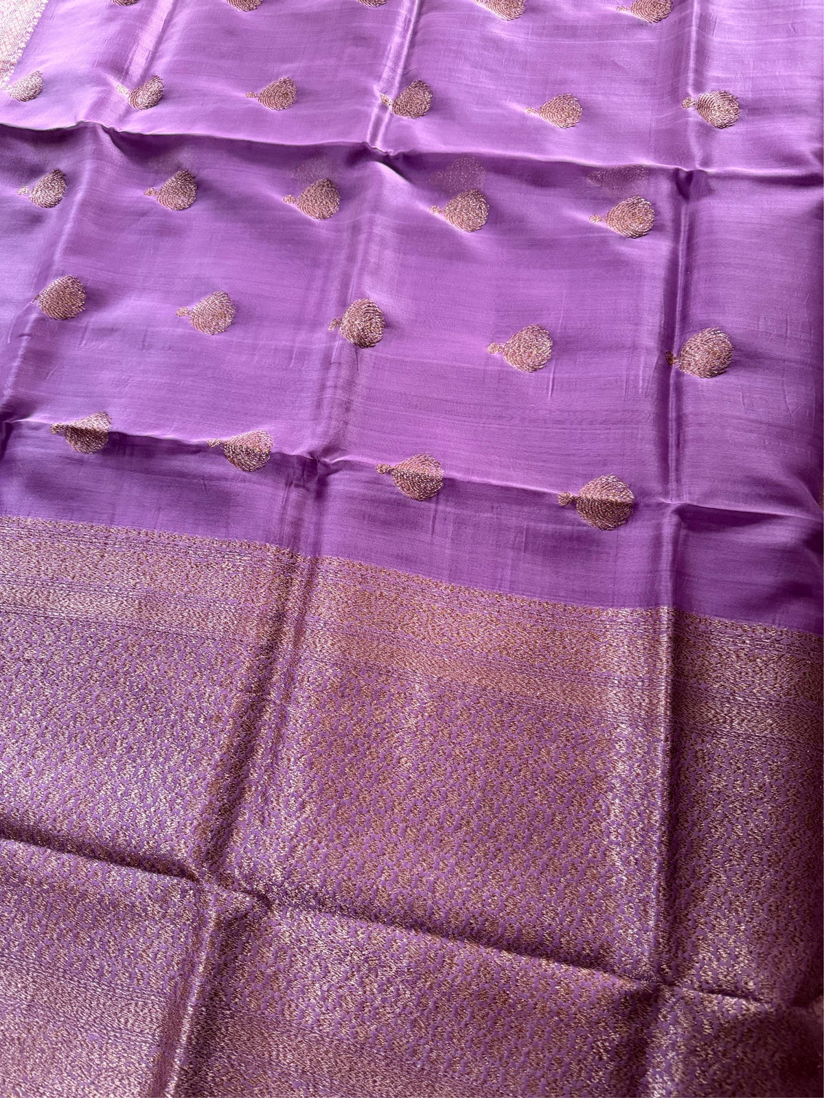 LILAC ZARI - Lavender with antique gold zari work comes with blouse piece