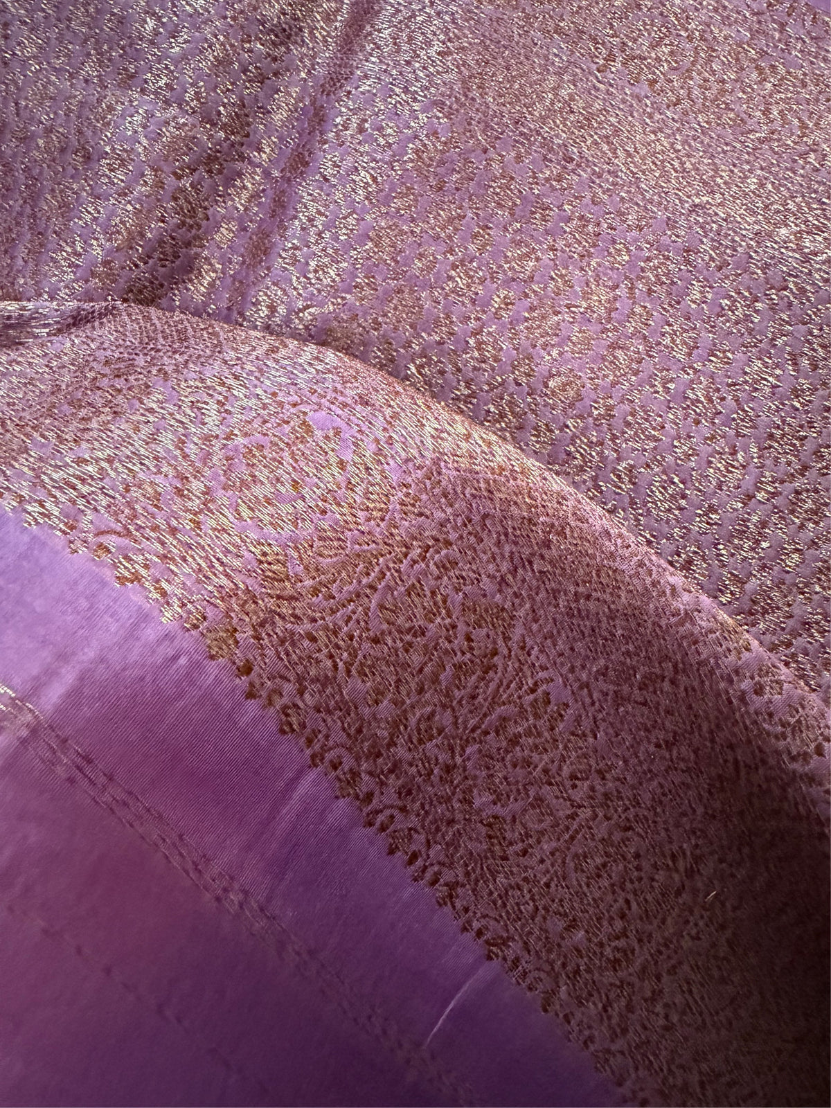 LILAC ZARI - Lavender with antique gold zari work comes with blouse piece