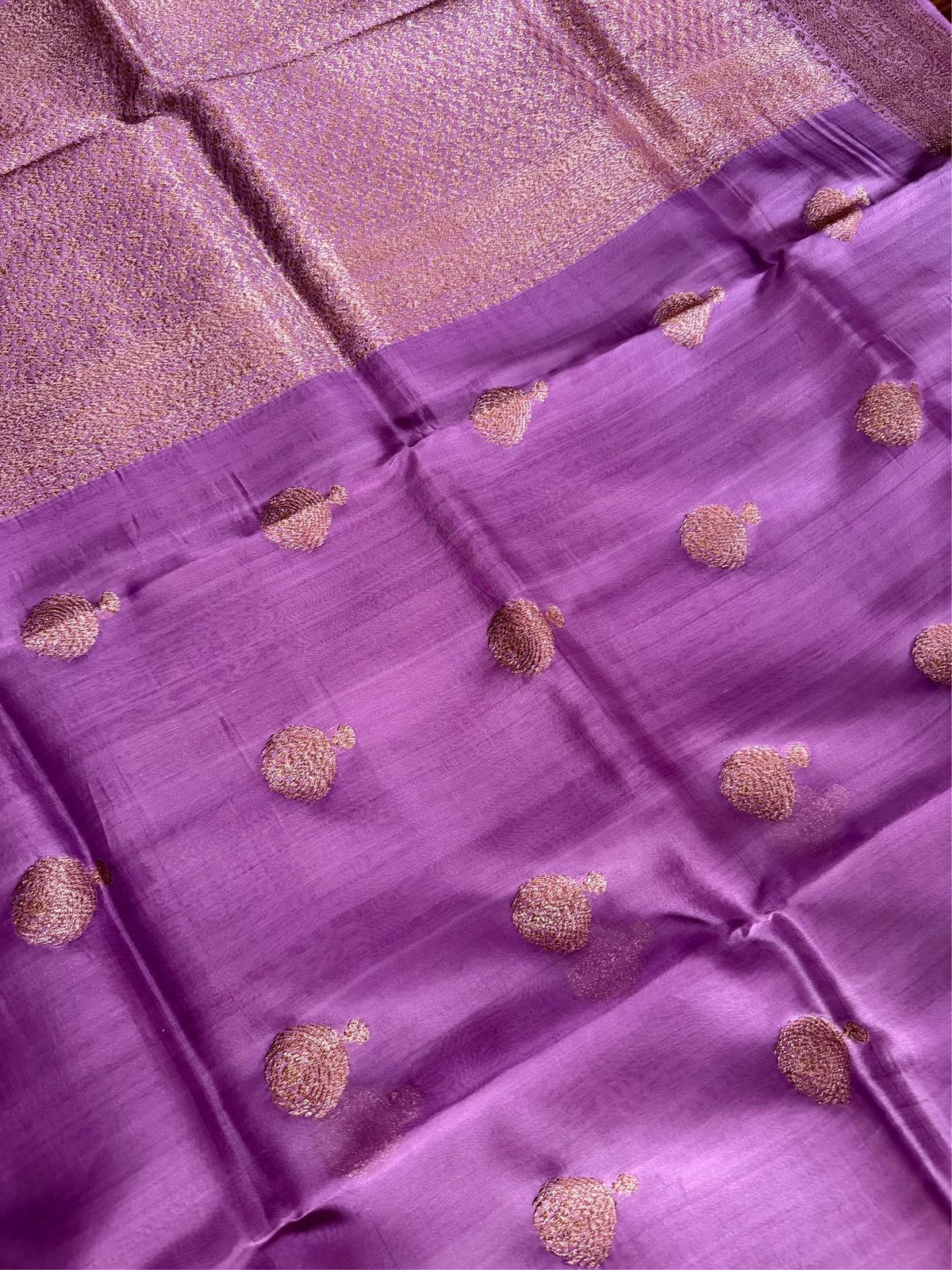 LILAC ZARI - Lavender with antique gold zari work comes with blouse piece