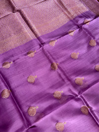 LILAC ZARI - Lavender with antique gold zari work comes with blouse piece