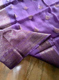 LILAC ZARI - Lavender with antique gold zari work comes with blouse piece