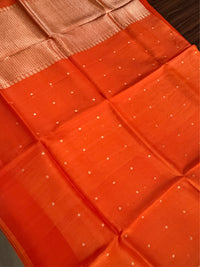ORANGE ZARI - Orange gold zari work comes with blouse piece