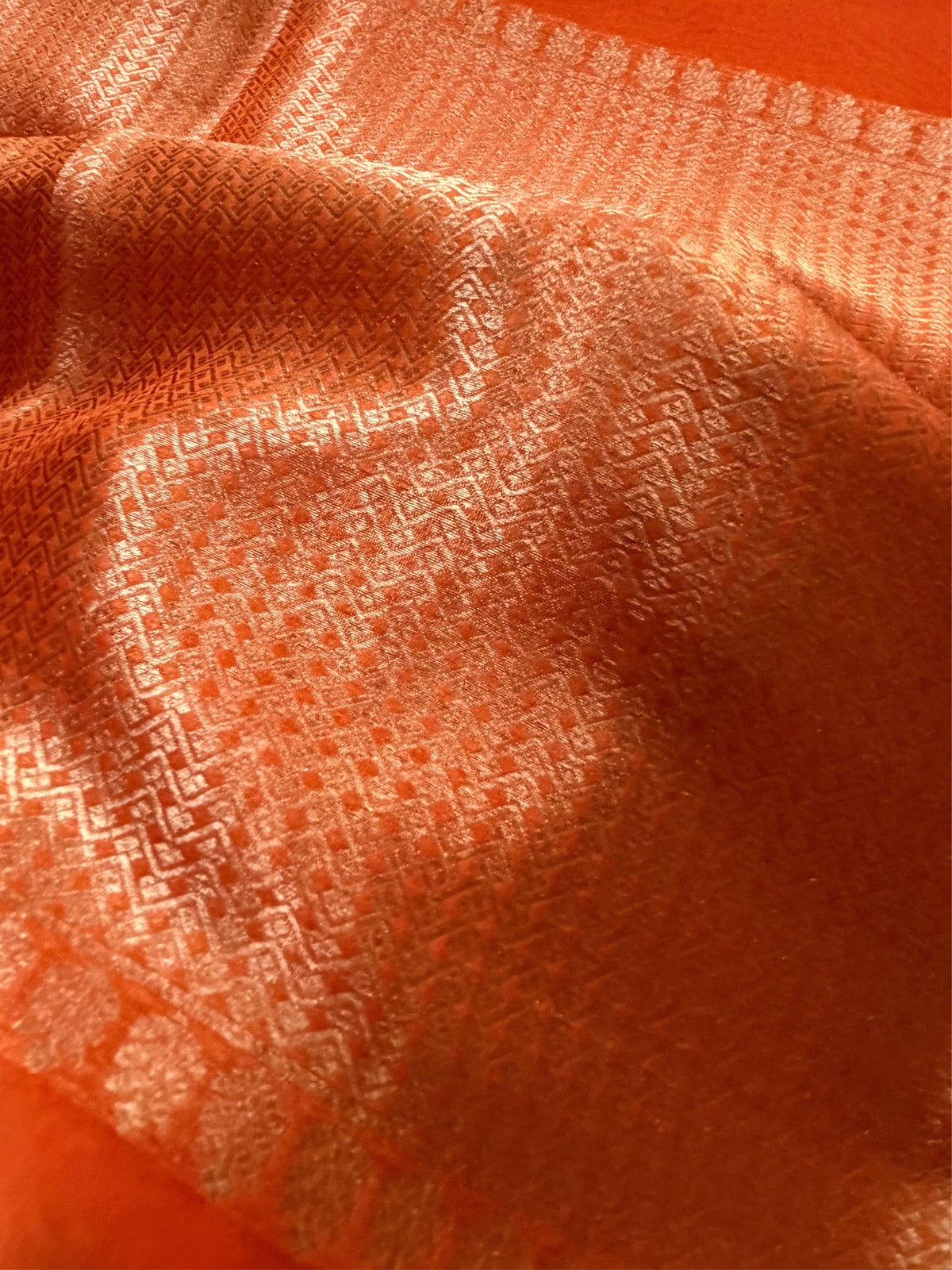 ORANGE ZARI - Orange gold zari work comes with blouse piece