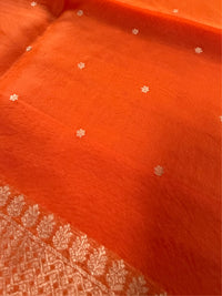 ORANGE ZARI - Orange gold zari work comes with blouse piece