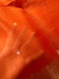 ORANGE ZARI - Orange gold zari work comes with blouse piece