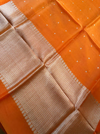 ORANGE ZARI - Orange gold zari work comes with blouse piece