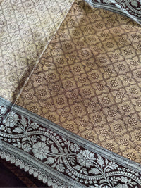 UMBER ZARI - Brown gold zari work comes with blouse piece