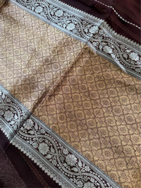 UMBER ZARI - Brown gold zari work comes with blouse piece
