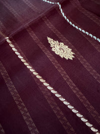 UMBER ZARI - Brown gold zari work comes with blouse piece