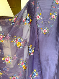 Mauve Petal Mul Chanderi-3 Piece Suit Set