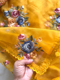 Sunlit Yellow Mul Chanderi-3 Piece Suit Set