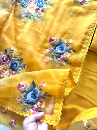 Sunlit Yellow Mul Chanderi-3 Piece Suit Set