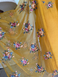 Sunlit Yellow Mul Chanderi-3 Piece Suit Set