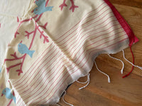 WHITE RED SOFT COTTON- Comes with blouse piece