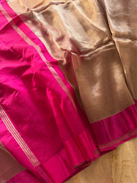 GULABI CHANDAN - Pink and gold comes with blouse piece