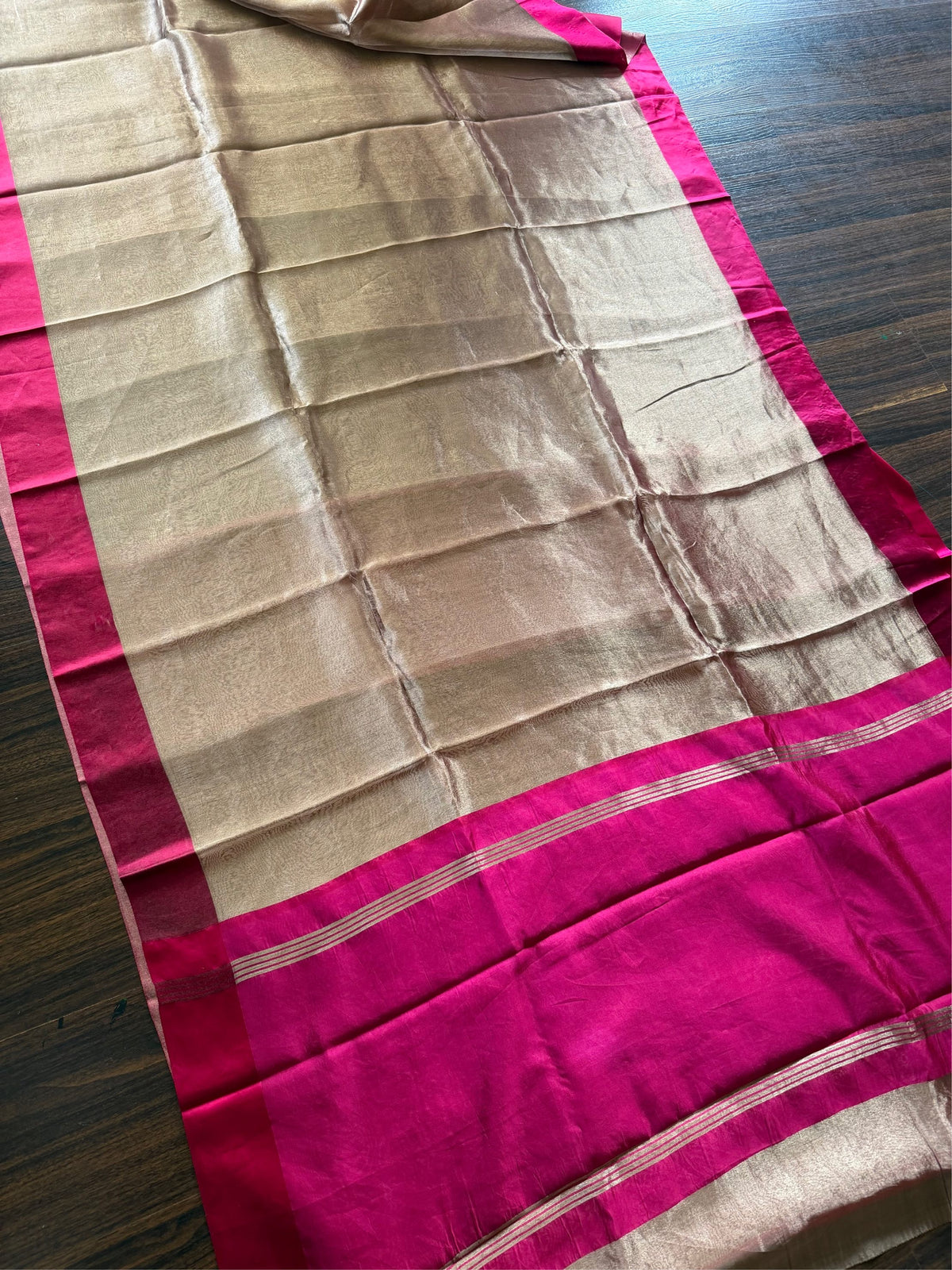GULABI CHANDAN - Pink and gold comes with blouse piece