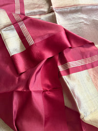 LAAL CHANDAN - Red and gold comes with blouse piece