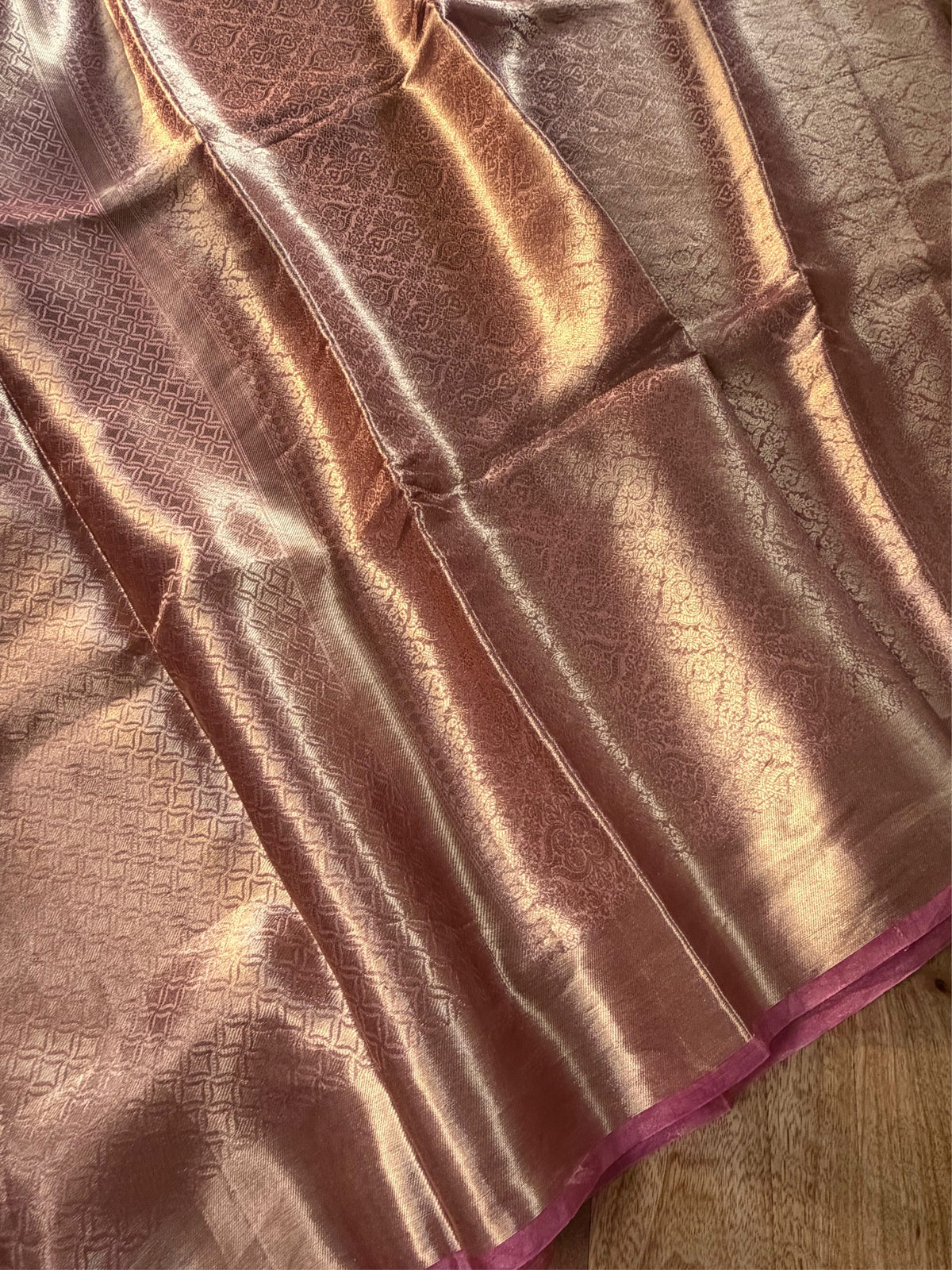 GULABI ZARI- Pink and gold comes with blouse piece