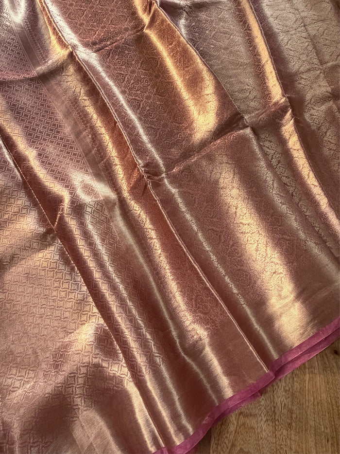 GULABI ZARI- Pink and gold comes with blouse piece